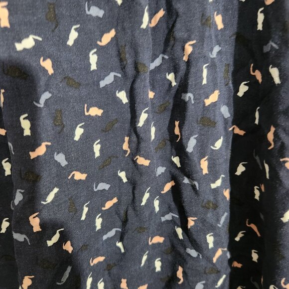 Loft Blouse Cat Print Long Sleeve XL Navy Blue - Picture 3 of 11